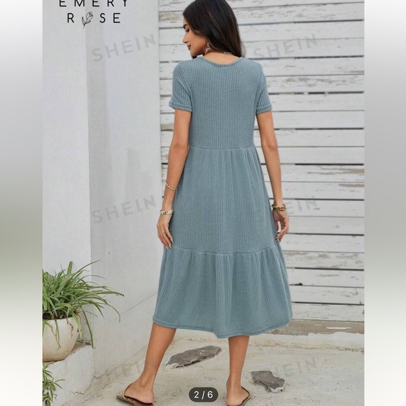 SHEIN Maternity Wear button detailed ruffle hem midi-dress - Picture 2 of 4